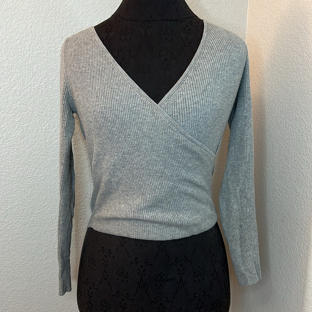 Leith From Nordstrom Ribbed Wrap Long Sleeve Size XS